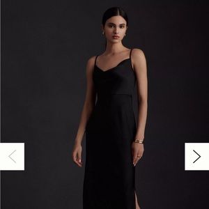 BHLDN Cali Satin Cowl-Neck Midi Slip Dress